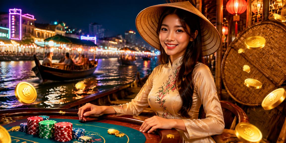 Khung cảnh miền Tây sông nước Mekong với người dùng theo dõi cá cược thể thao